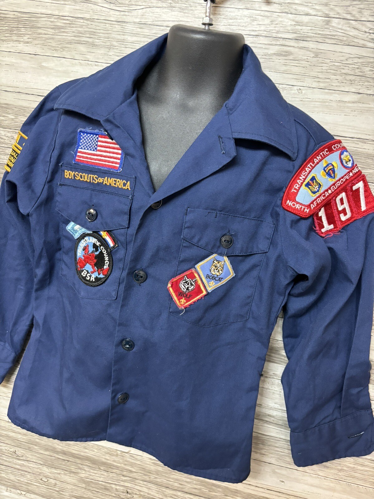 Boy Scouts Official Boys Shirt Size 8 Navy Blue Long Sleeve ButtonDown