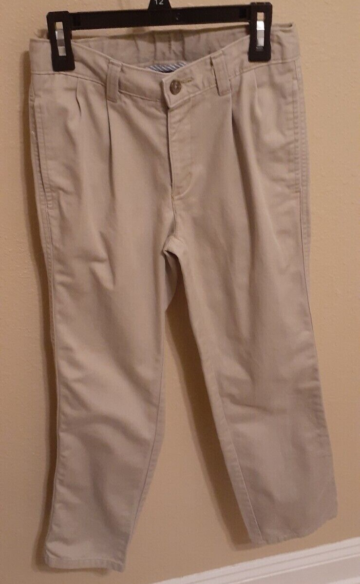 – L@@K – Boys Chaps Light Beige School Uniform Pants Sz 12 Slim Adj Waist Nice –
