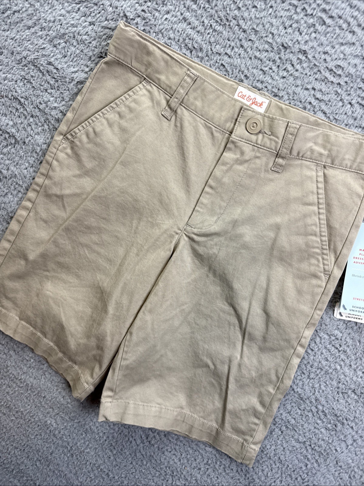 Cat & Jack Boys Youth 8 Khaki Flat Front School Uniform Chino Shorts