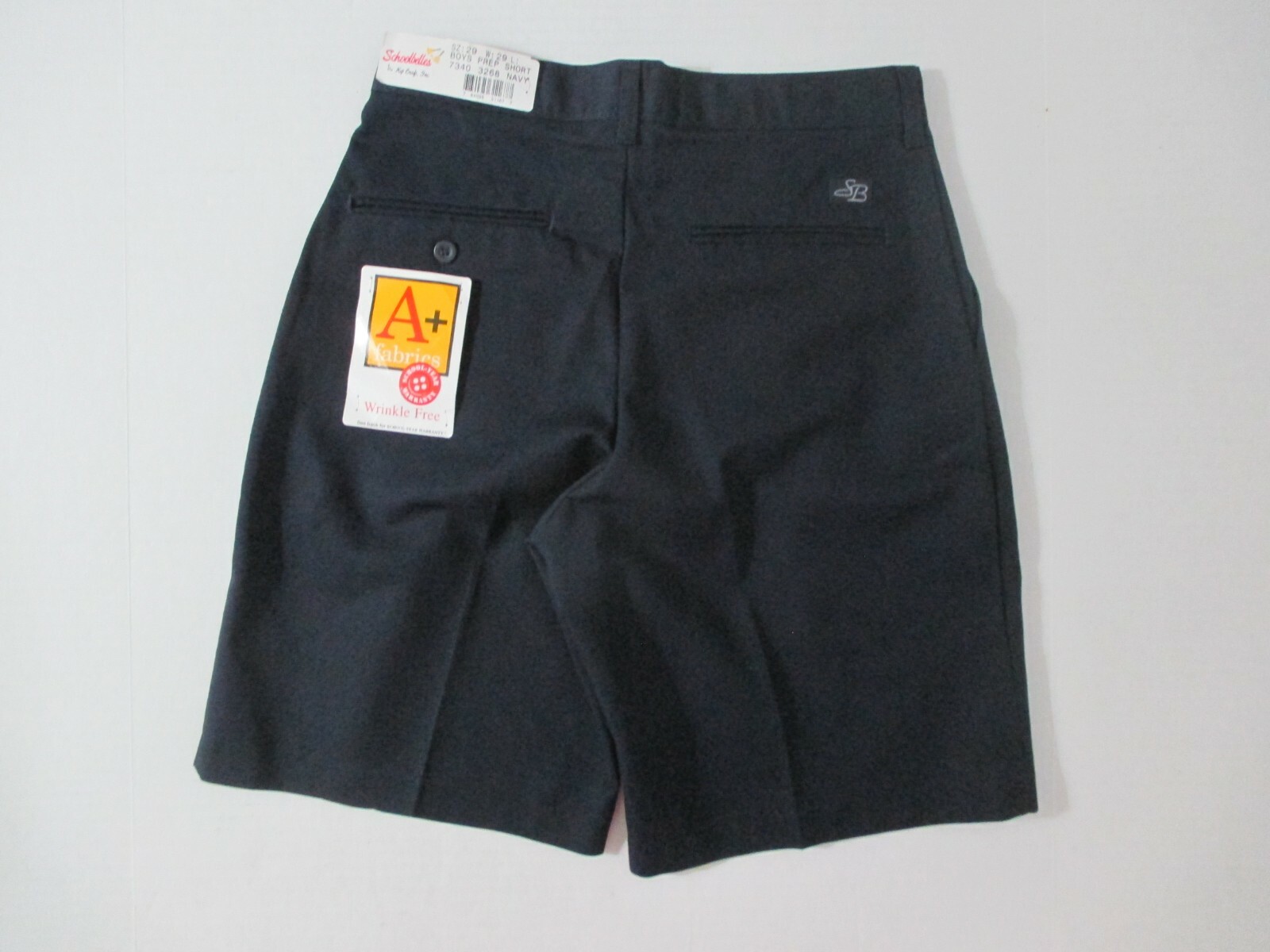 NEW BOYS UNIFORM PREP SHORTS SCHOOLBELLES 29″ WAIST PLEATED NAVY BLUE USA MADE