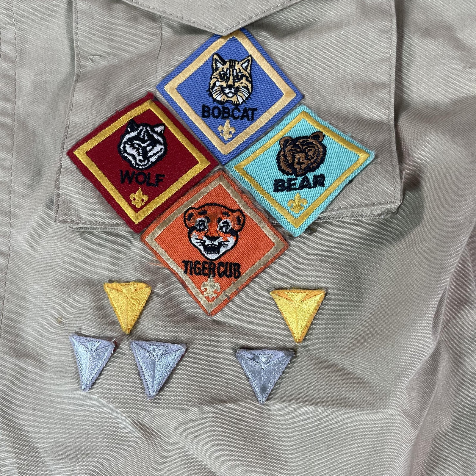Boy Scouts Of America Shirt Youth Medium Beige Uniform Hat Neckerchief Set Lot