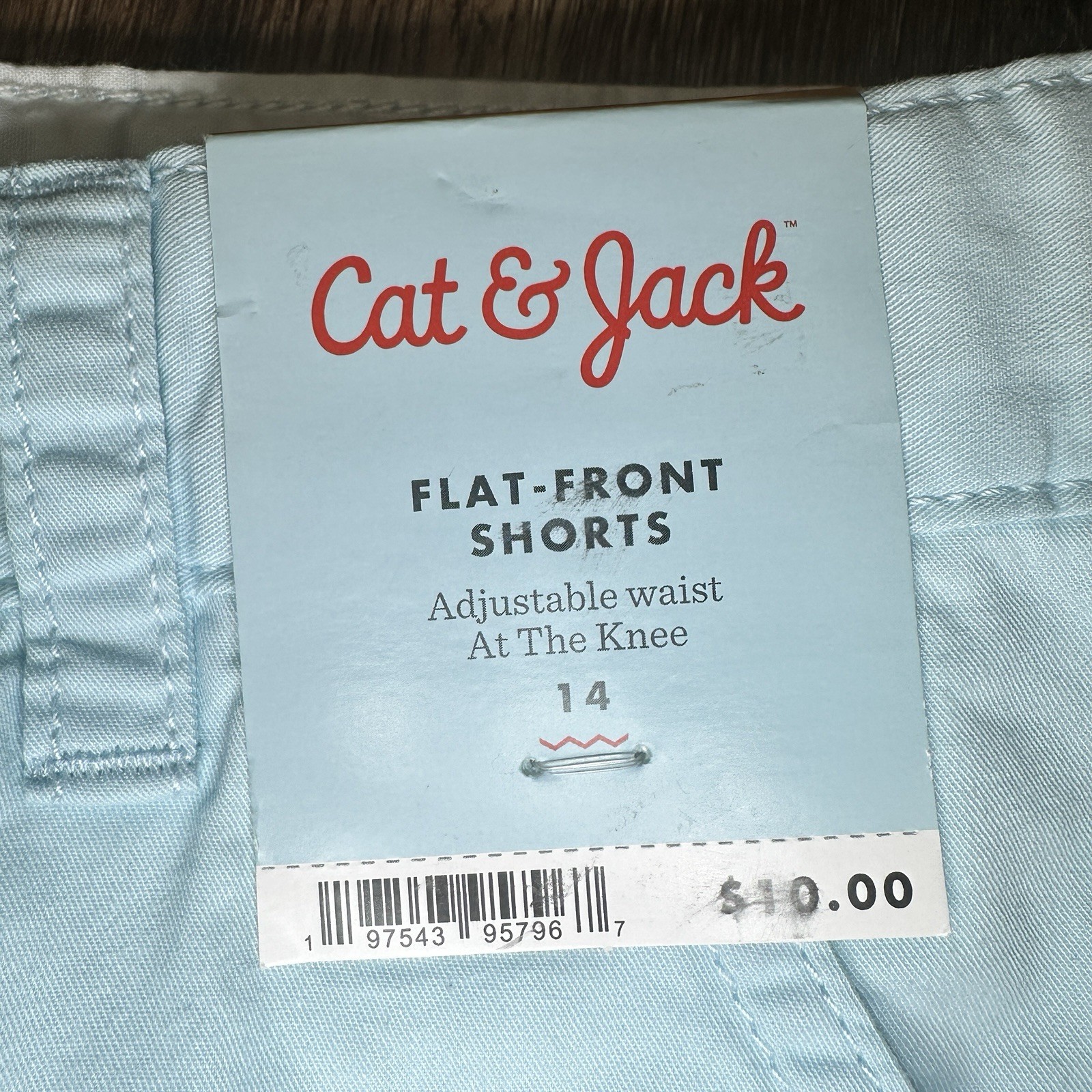 Boys Flat Front Shorts Sz 14 Light Blue Adjustable Waist Uniform NWT