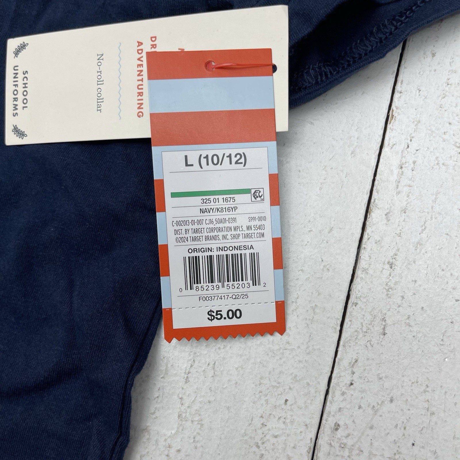Cat And Jack Navy Blue Cotton Blend Polo School Uniform Boys Size L 10-12 NEW