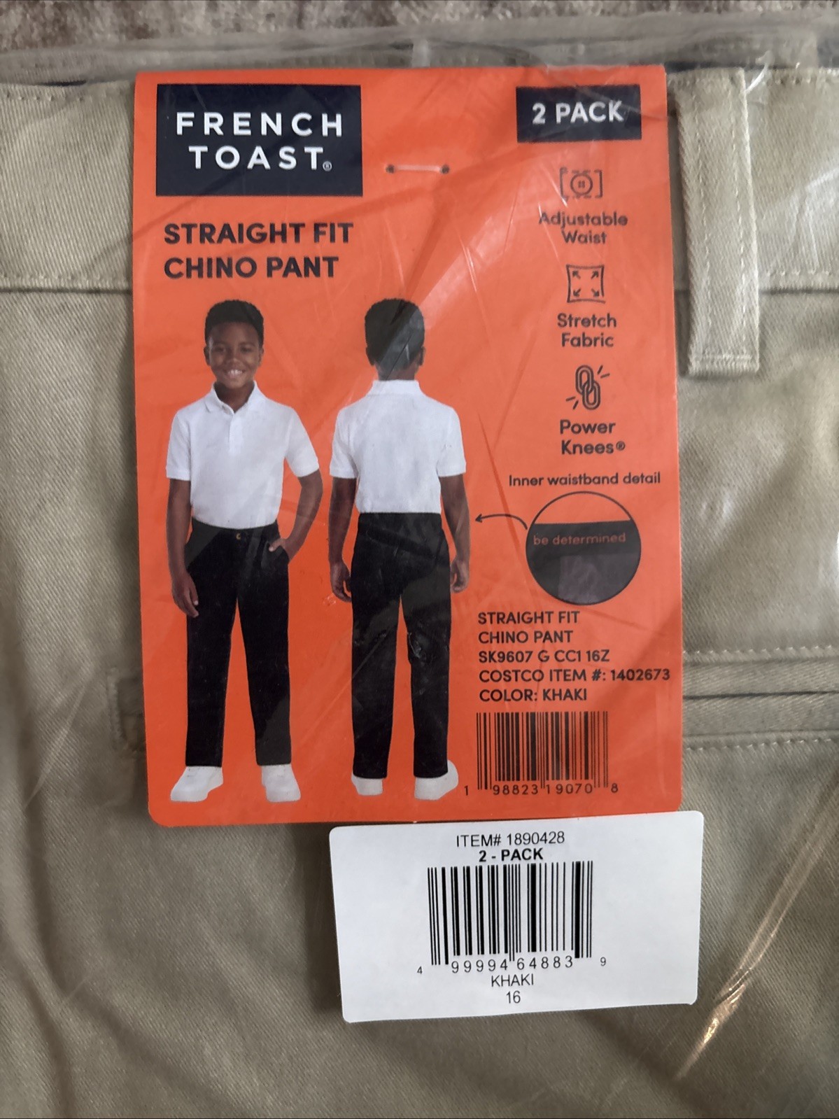 French Toast Boys Uniform Straight Fit Chino Pants 2 pack(KHAKI -16)NWT