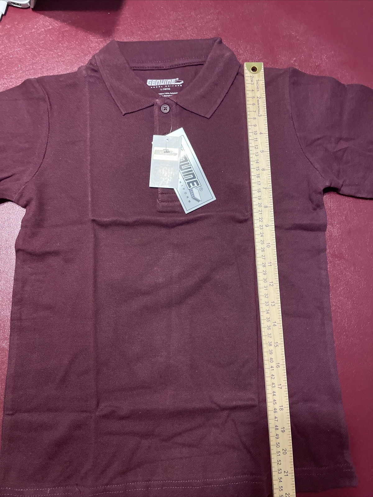 boys uniform shirts Short Sleeve Burgundy Color Size. L-10/12