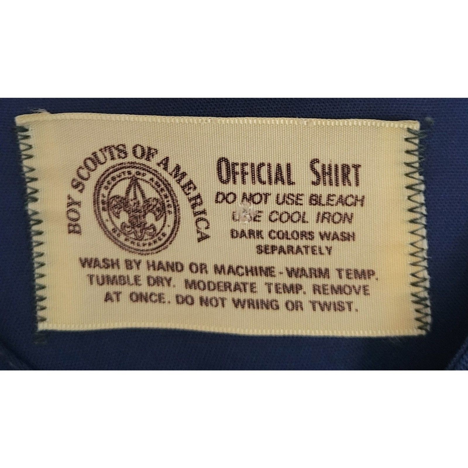 Vintage Cub Scout Youth Uniform Shirt Blue Long Sleeve No Collar w/Insignia