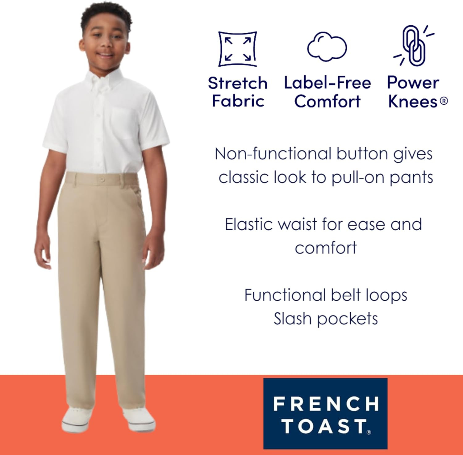 Boys Pull-On Relaxed Fit School Uniform Pant (Standard & Husky)