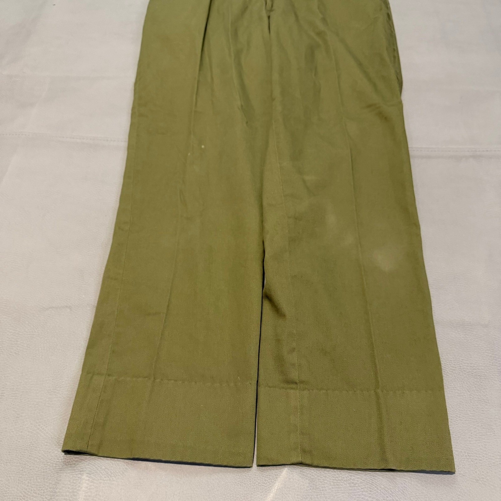 VTG Boy Scouts of America BSA Olive Union Made Uniform Pants Red Trim Kids 28×27