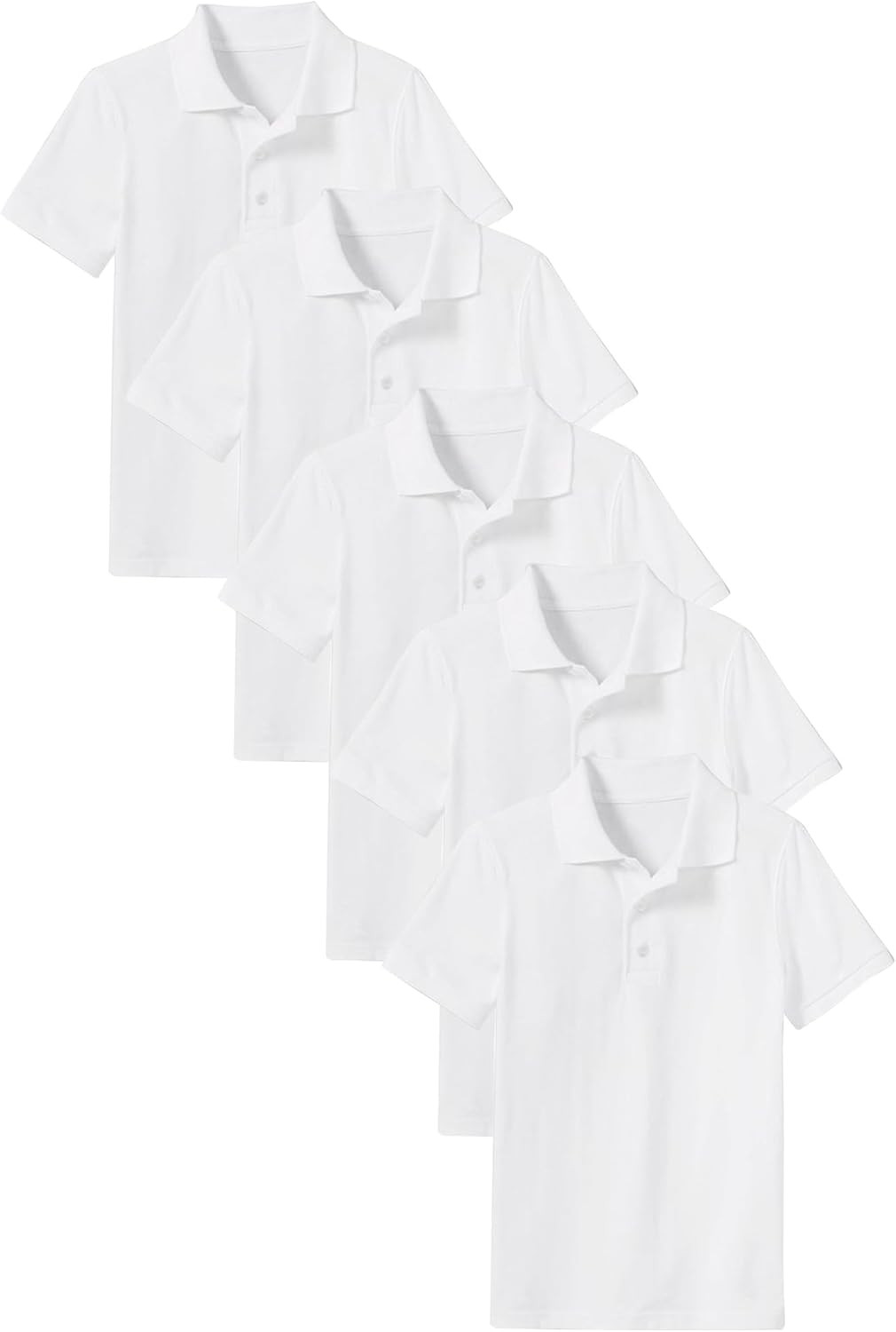 Boy’s School Uniform Short Sleeve White Polo Shirt TAGLESS (Sizes, 4-14) NWT