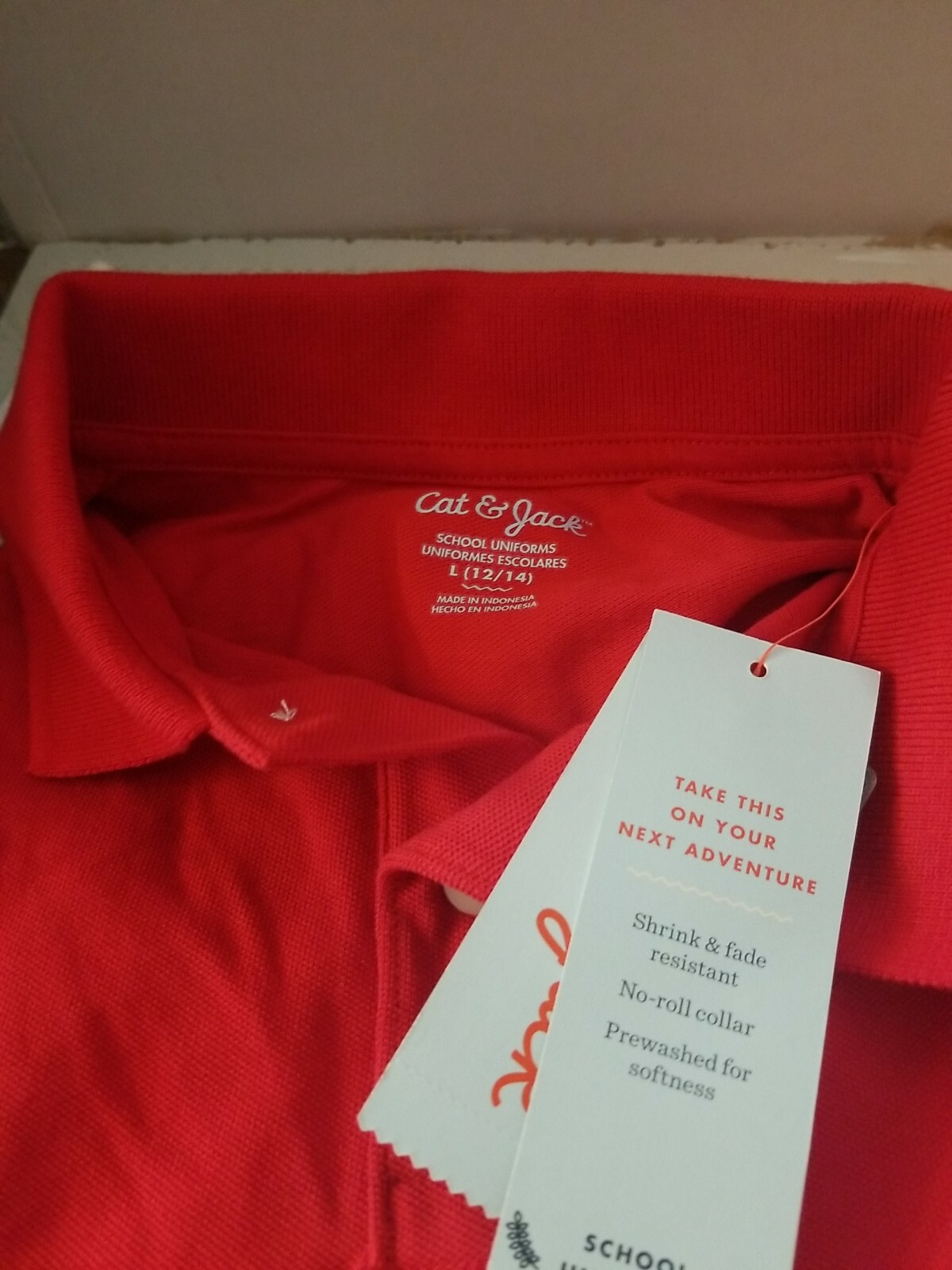 🌰 Cat & Jack School Polo T-shirt Red, L 12-14👌🆕️
