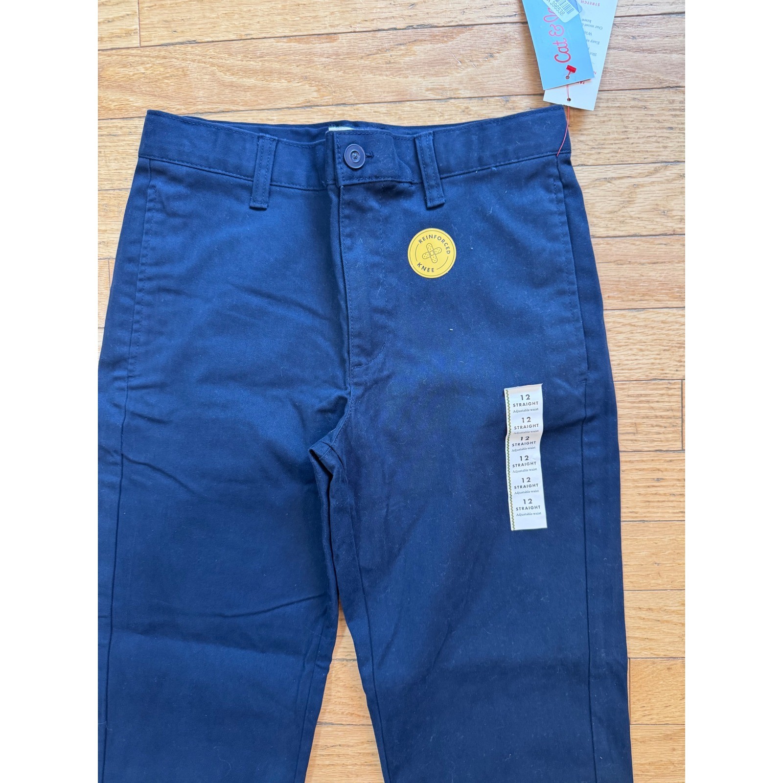 Cat & Jack Boys Navy Blue School Uniform Straight Fit Chino Pants Size 12 NWT