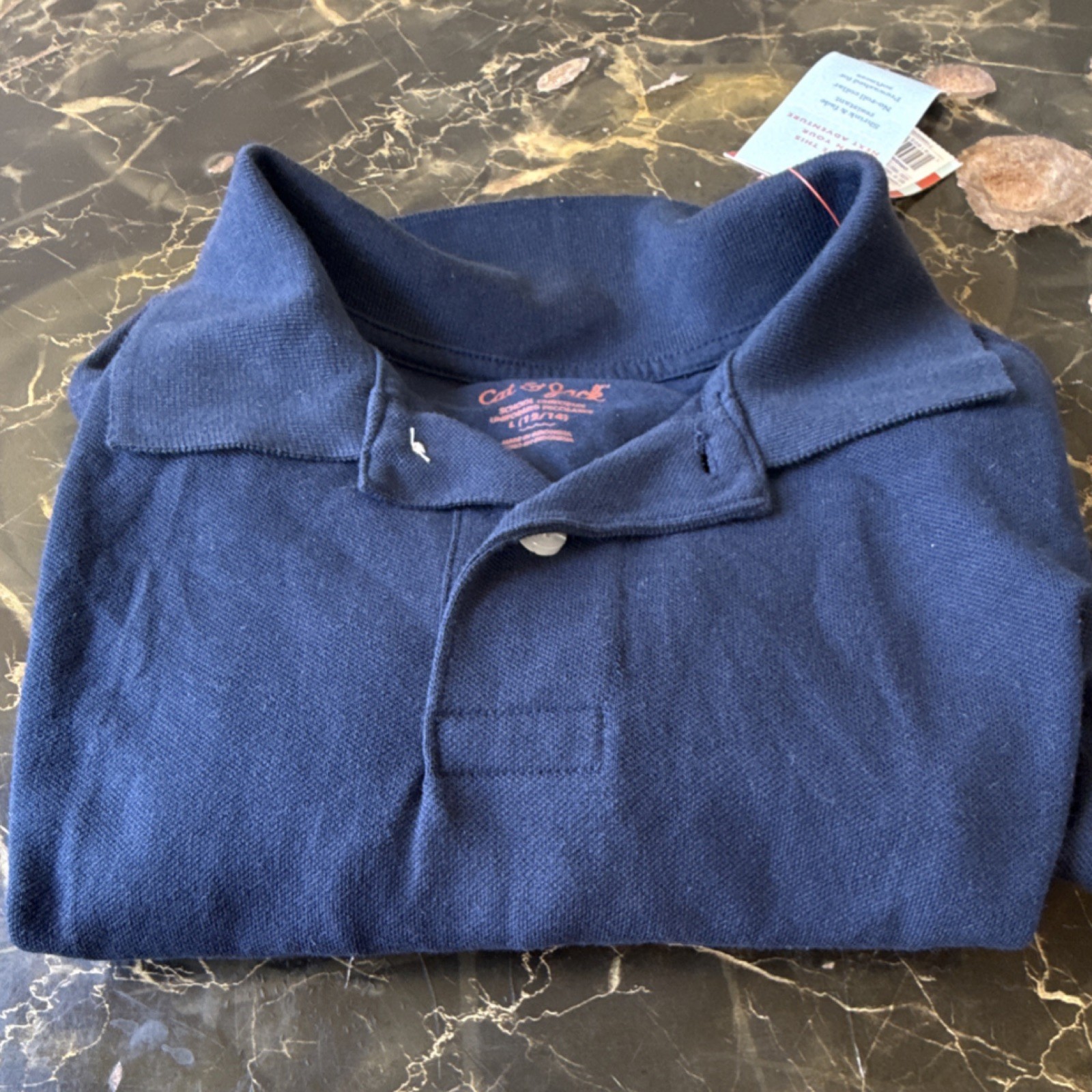 Cat & Jack Boys Blue Stretch Uniform Polo Shirt Short Sleeve L 12/14