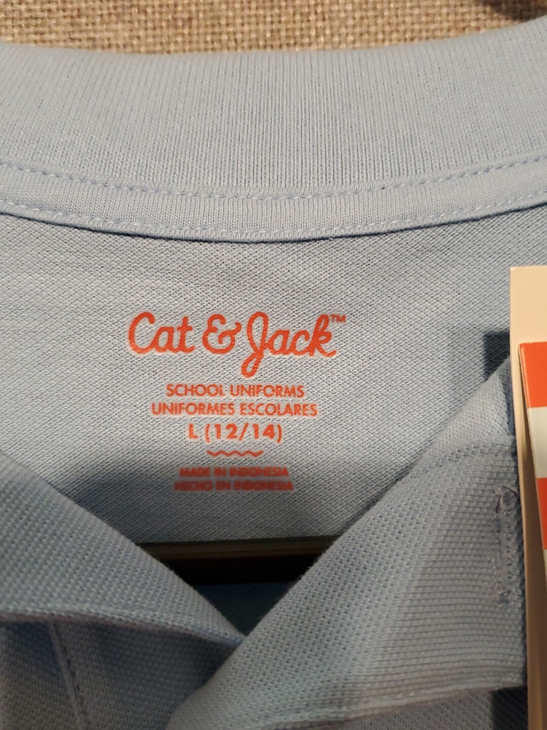 Cat & Jack Boys School Uniform Polo Shirt Light Blue Large 12/14 New With Tags