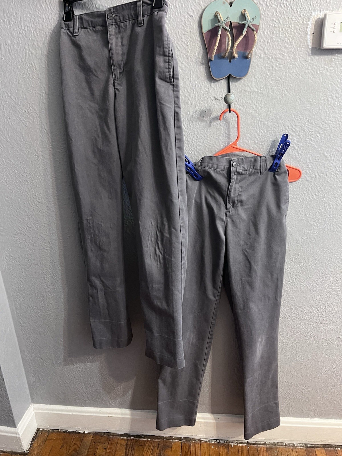 Lands End Boys GrayPants Size 16 Adj Waist School Uniform Lot Of 2