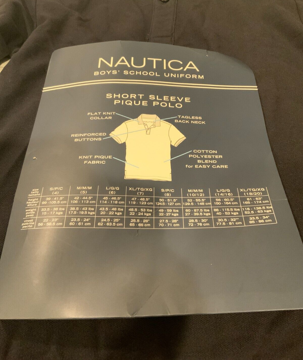 Nautica Boys’ School Uniform Pique Polo, Style#HCDPTC68477, Size M (10/12), Navy
