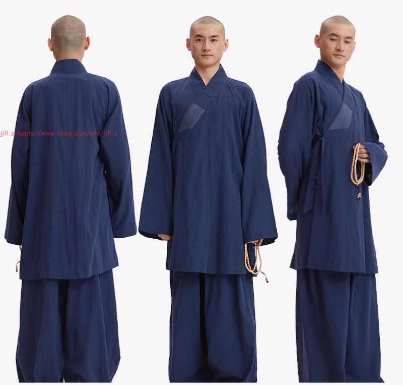 Buddhist Shaolin Monk Robe Full Set/Cotton Thin Kung Fu Suit Meditation Uniforms