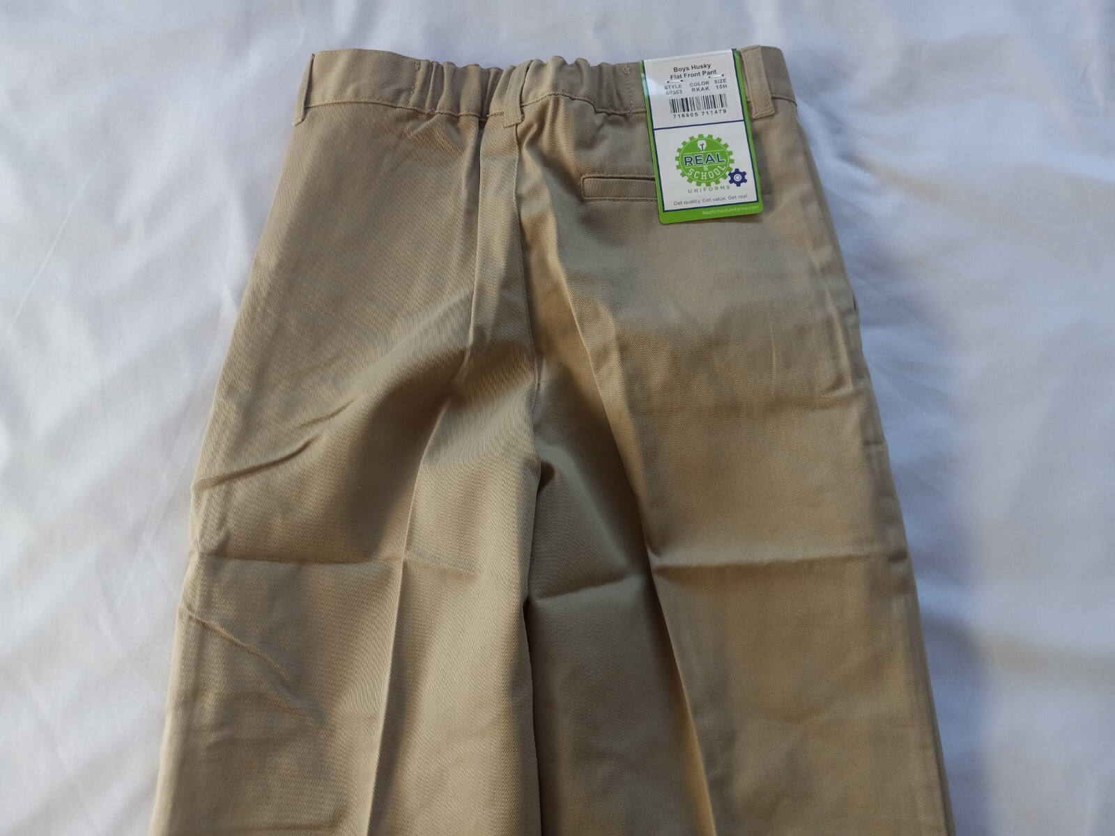 Real School Boys Husky Flat Front Pants School Uniform Approved Size 10H NWT