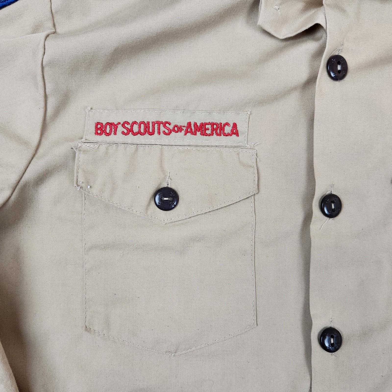 Vintage Boy Scouts of America Shirt Youth Large Tan Long Sleeve Uniform USA 90s
