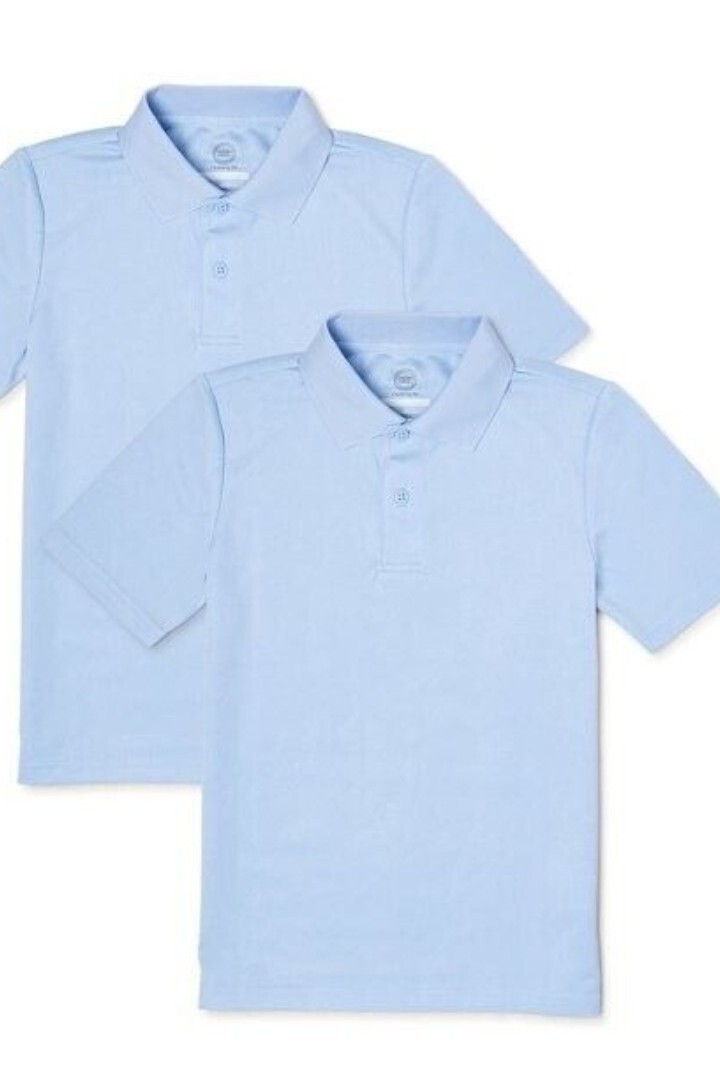 Wonder Nation Boy’s School Uniform Short Sleeve Interlock Polo Shirt SZ S 2-pack