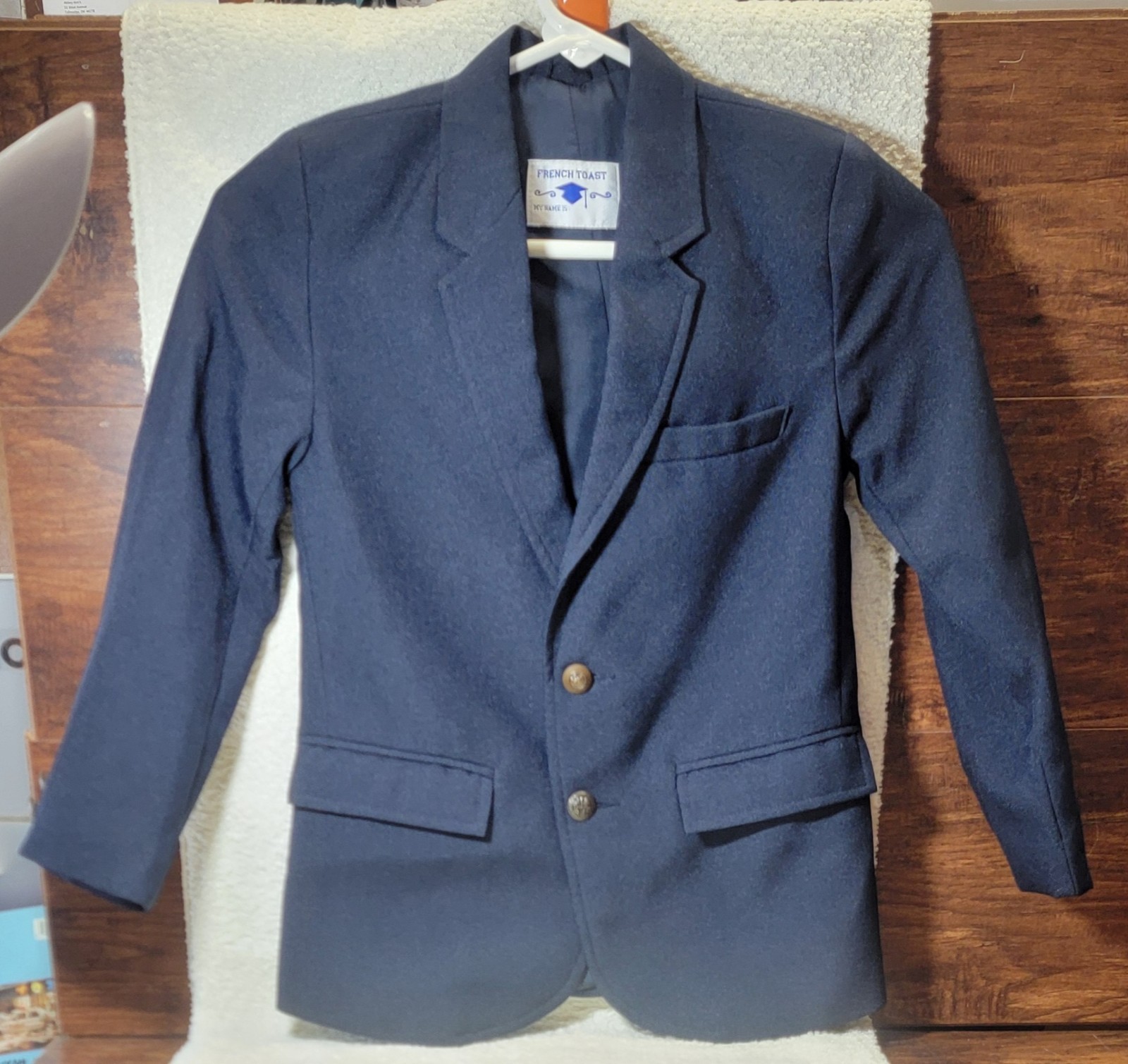 French Toast Boys Navy Blue Blazer Uniform Lined Size 6X/7 *Very Nice Condition*