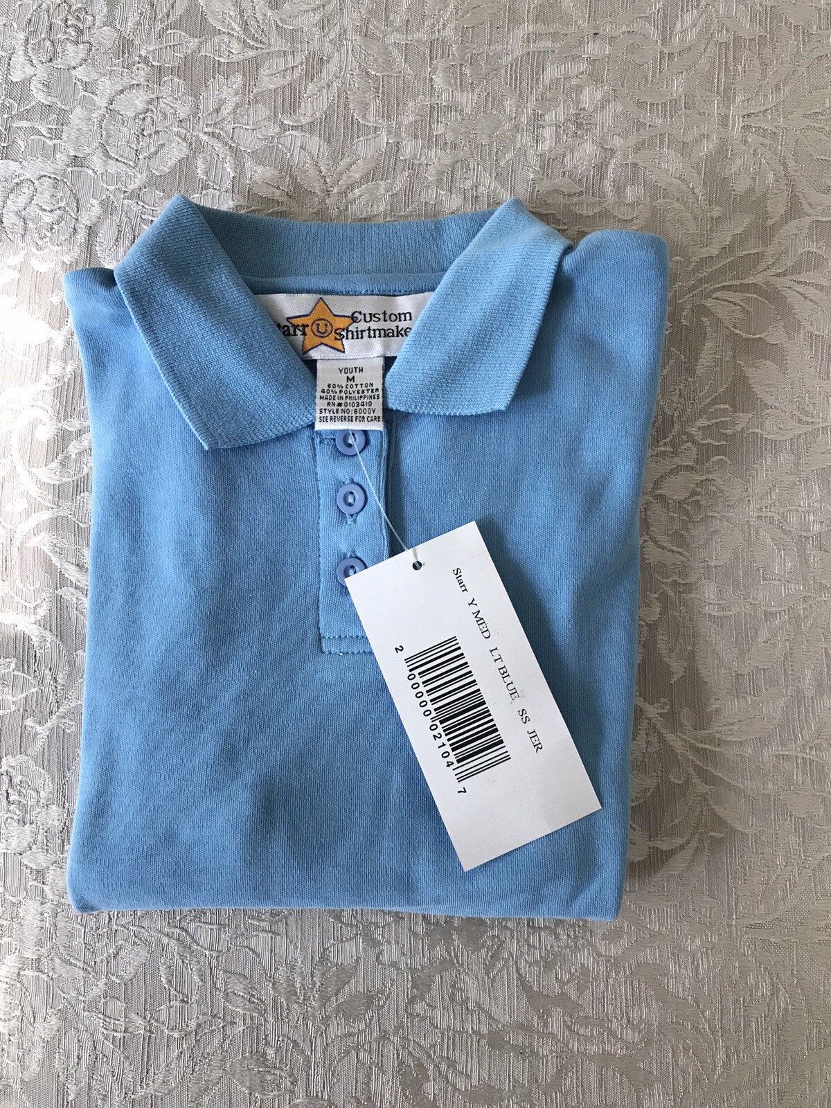 Youth School Uniform Blue Polo Short Sleeve Shirt – M – NEW