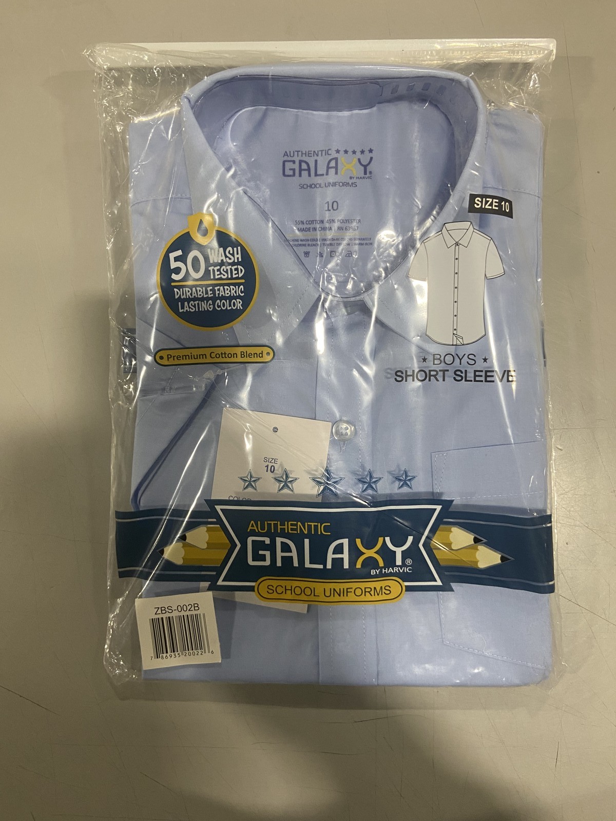 GALAXY BY HARVIC SCHOOL BOYS SCHOOL UNIFORMS SHORT SLEEVE SIZE 10 – BLUE
