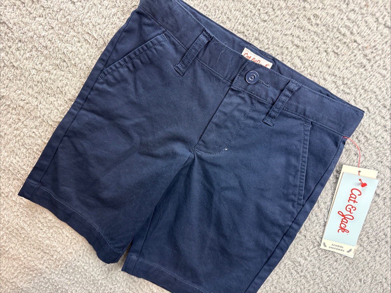 Cat & Jack Boys Youth 4 Blue Flat Front School Uniform Chino Shorts