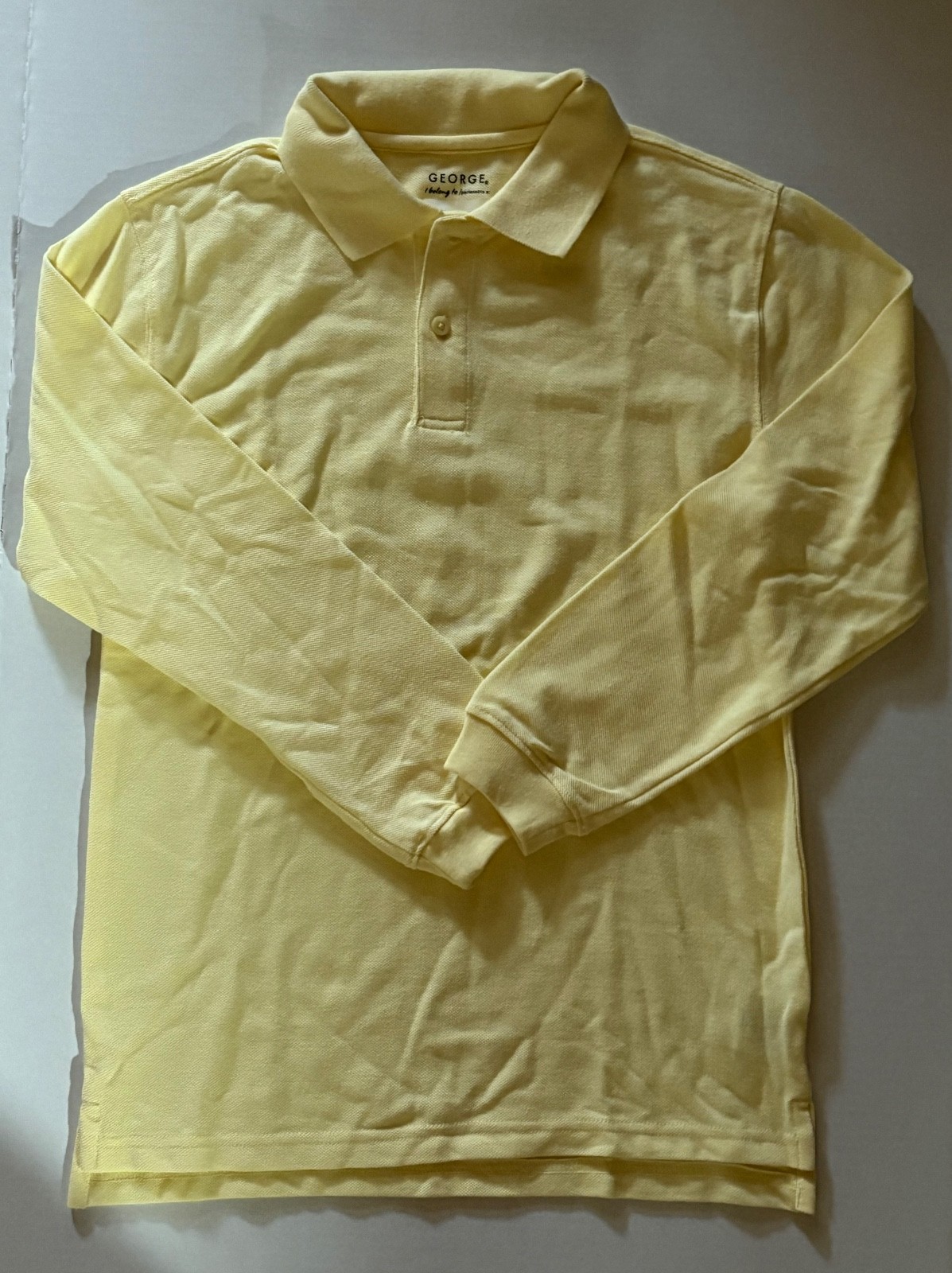 George Boys School Uniform Short Sleeve Polo Shirt Yellow Size 10-12 Large