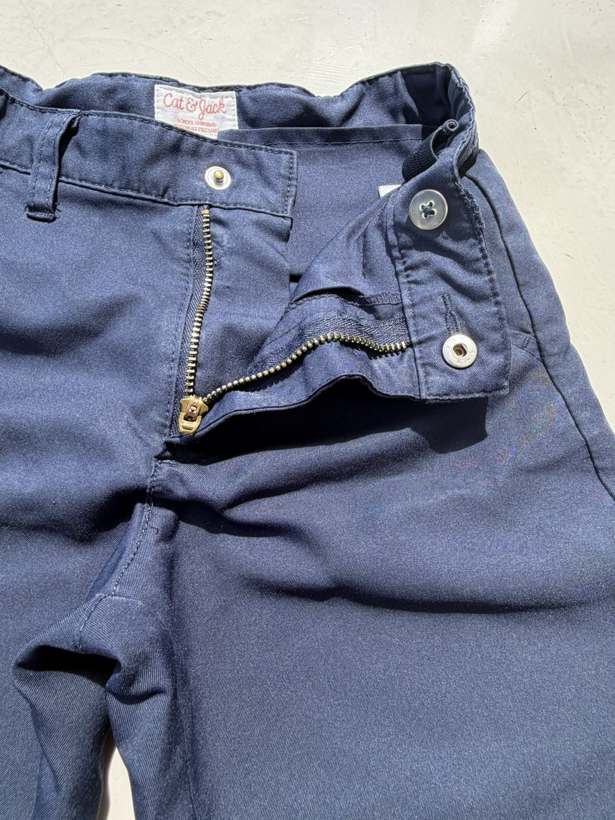 Cat & Jack Boys Size 5 Navy Quick Dry Uniform Shorts Lot of 2 Adjustable Waist