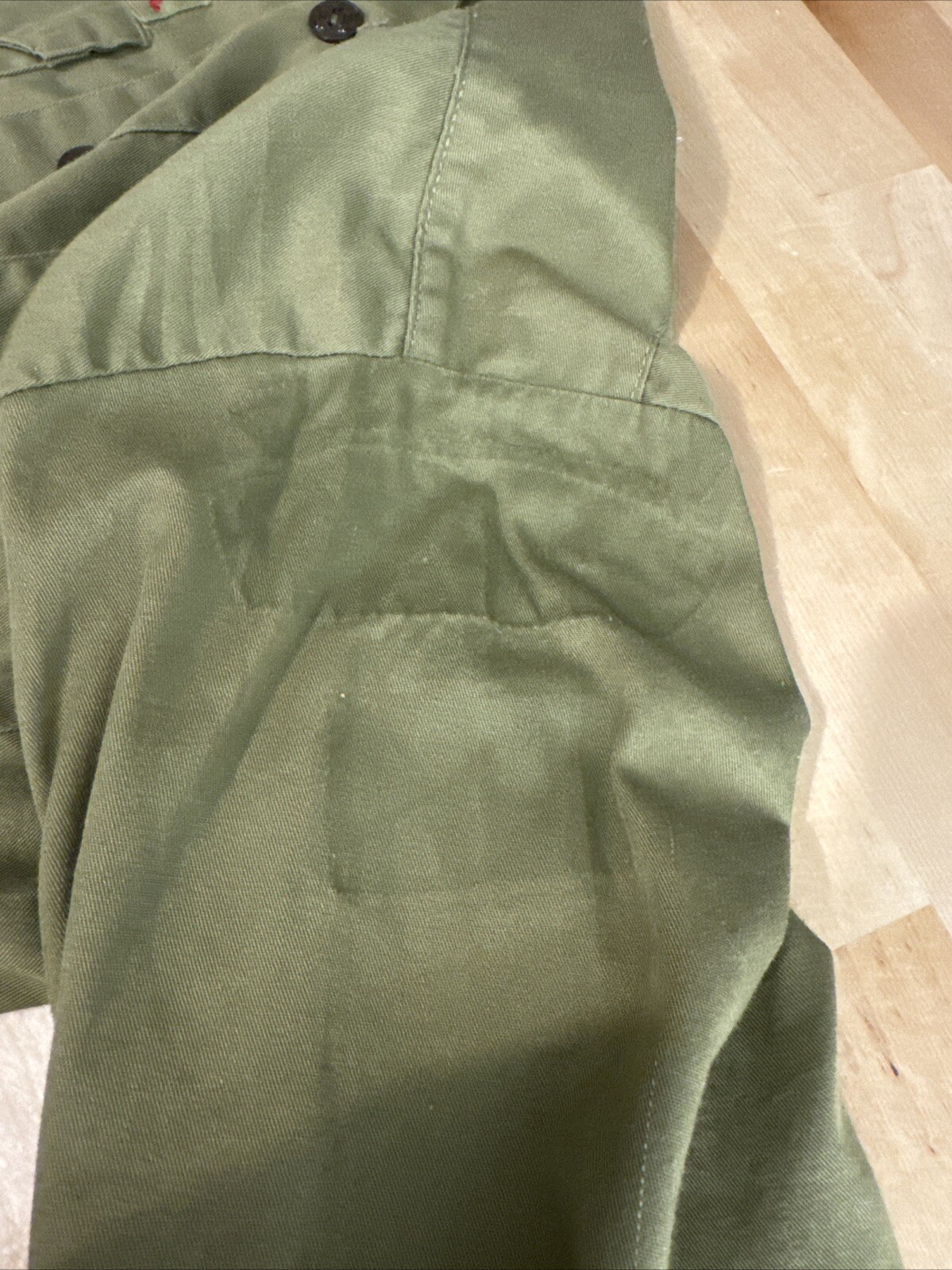 Boy Scouts of America Uniform Shirt Long Youth Large Green Collarless VTG Damage