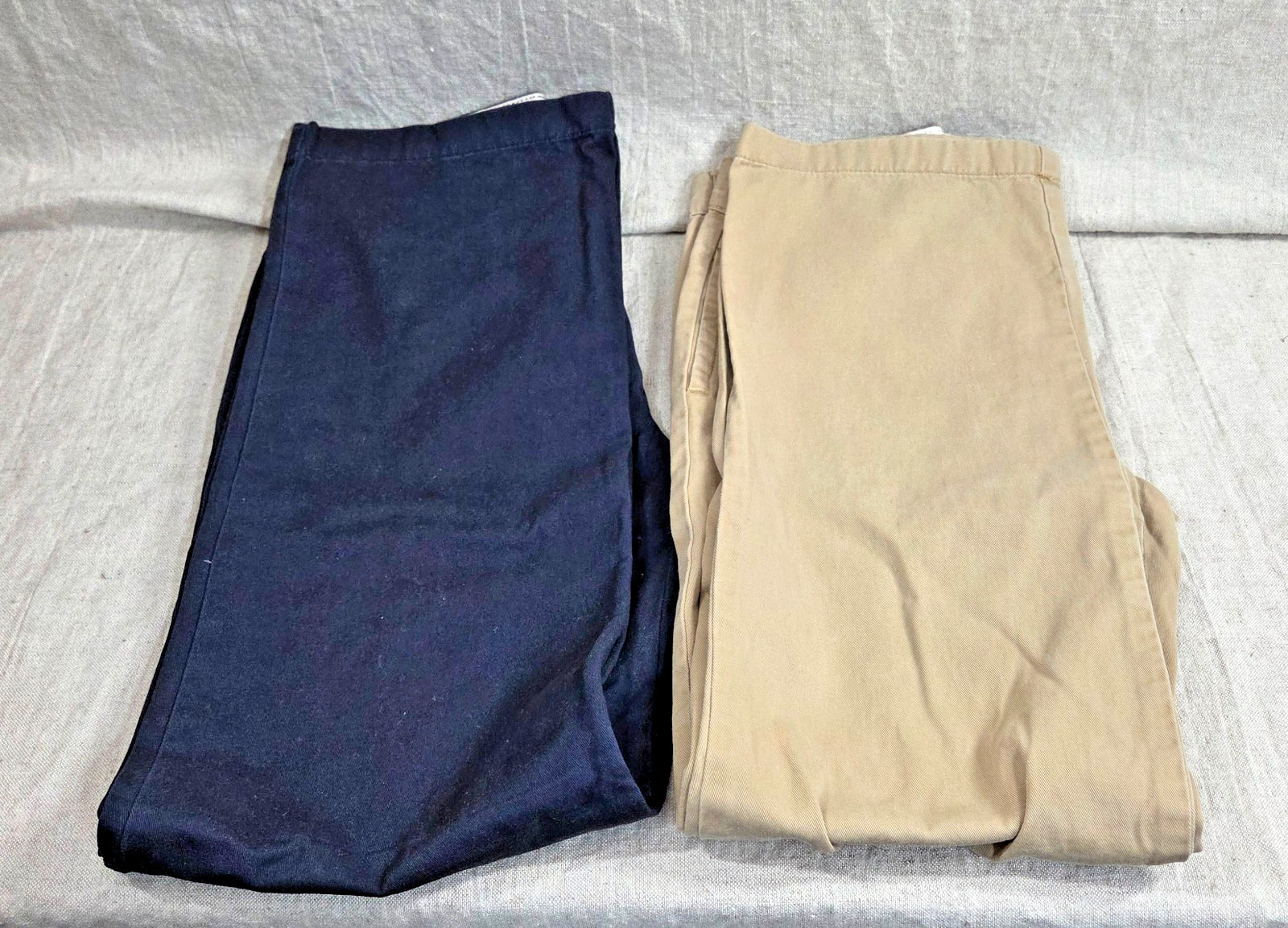 Lot of 2 The Children’s Place Boys Chino Pants Size 12 & 14 Navy & Khaki Uniform