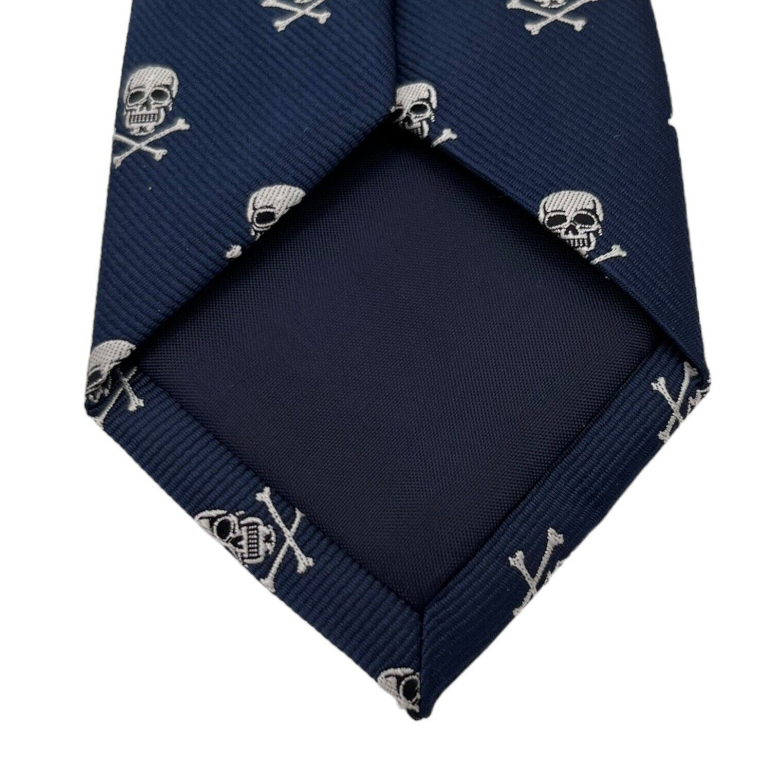 Lands End Necktie Blue White Skull Crossbones Pirates Uniform Boys School EUC