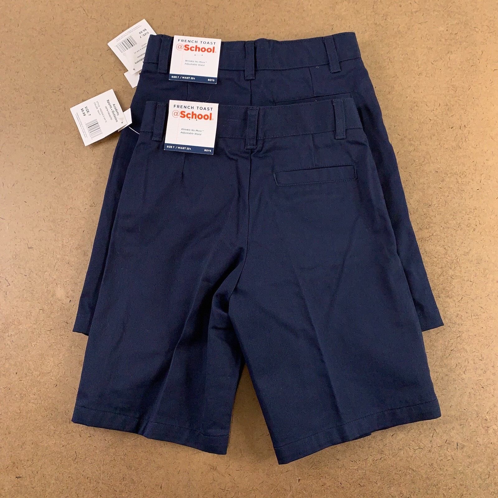 French Toast Boys Size 7 Navy Twill Flat Front School Uniform Shorts 2 Pack NWT