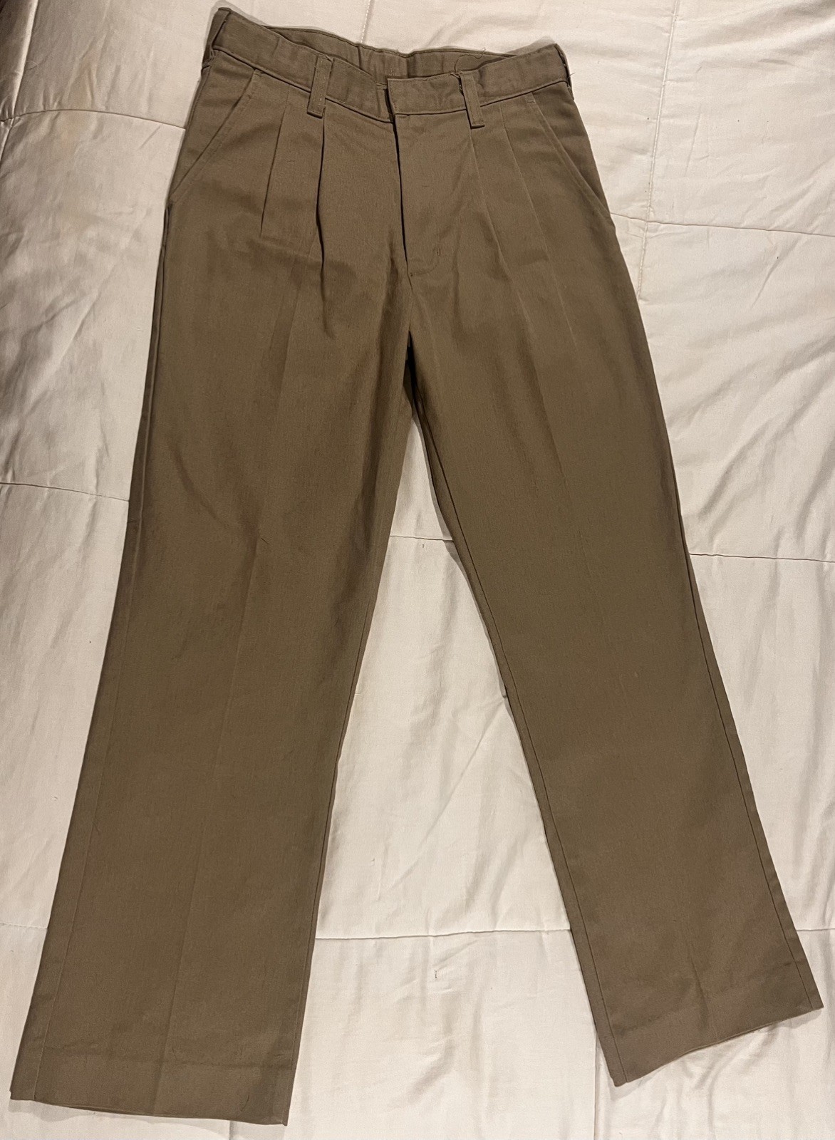 Boys Khaki Pleated Pants Size 12 Adjustable Waist School Uniform