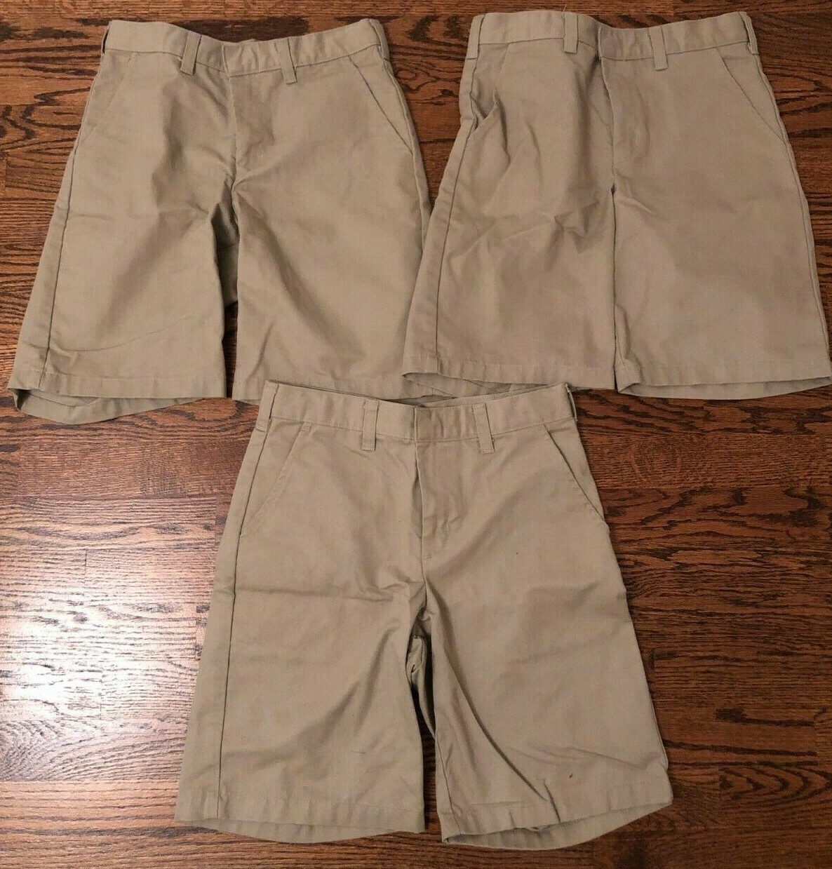 3 pair Boys Men’s 27 shorts lot khaki uniform school apparel adjustable waist