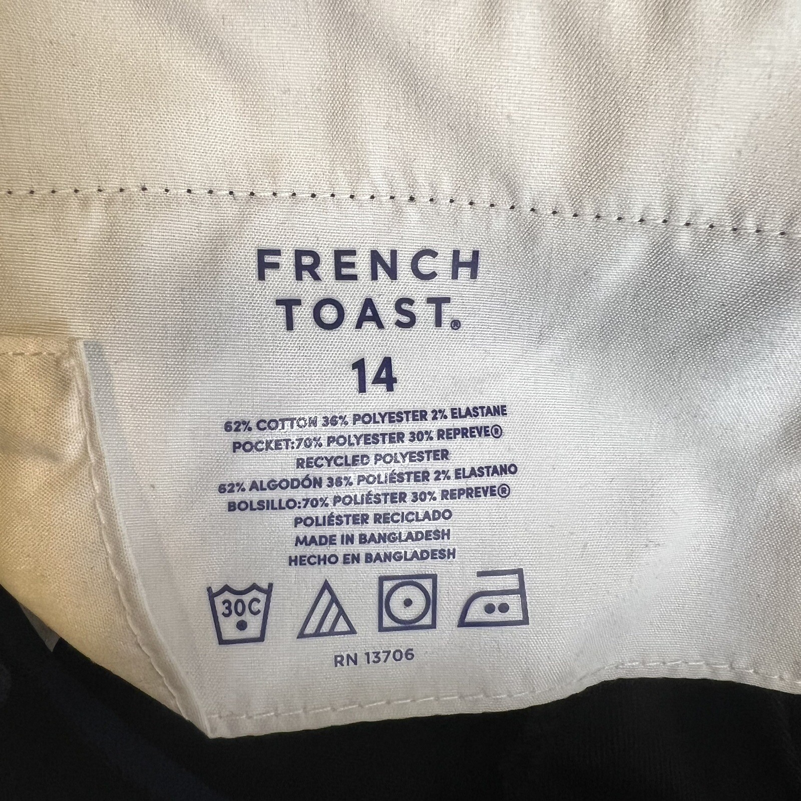 French Toast Black Uniform Pant Skinny Size 14 New