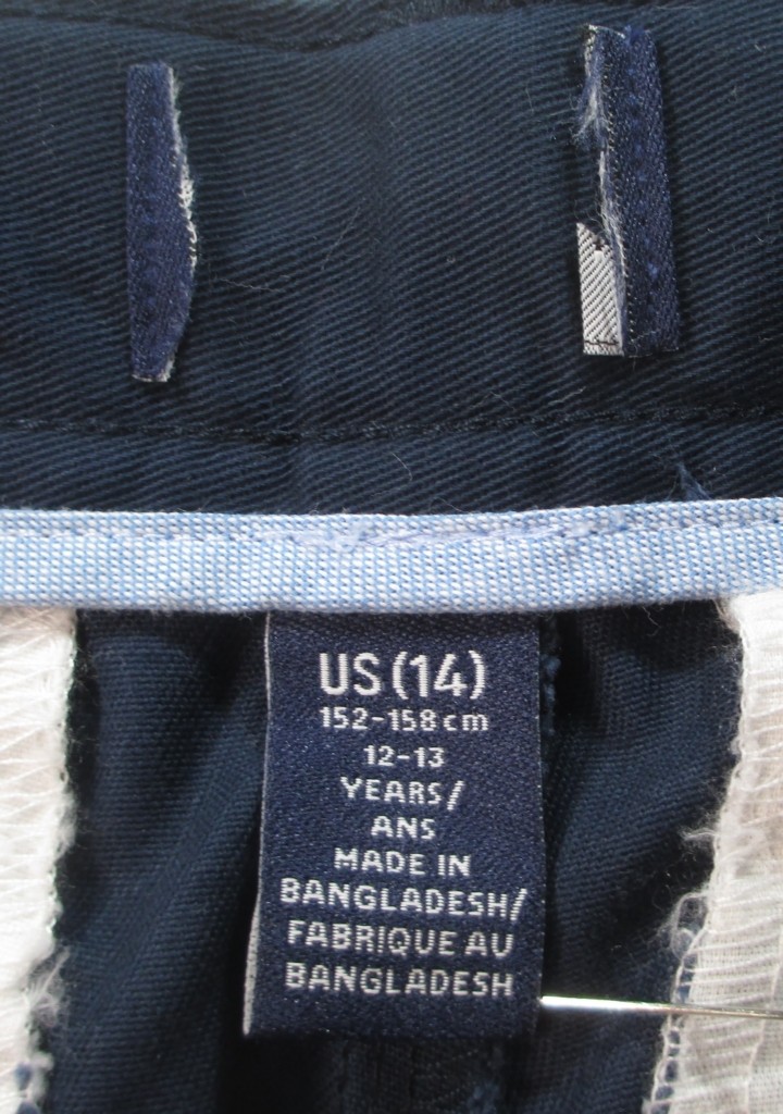 LANDS END Navy School Uniform Plain Front Chino Shorts Boys 14 *NEW*