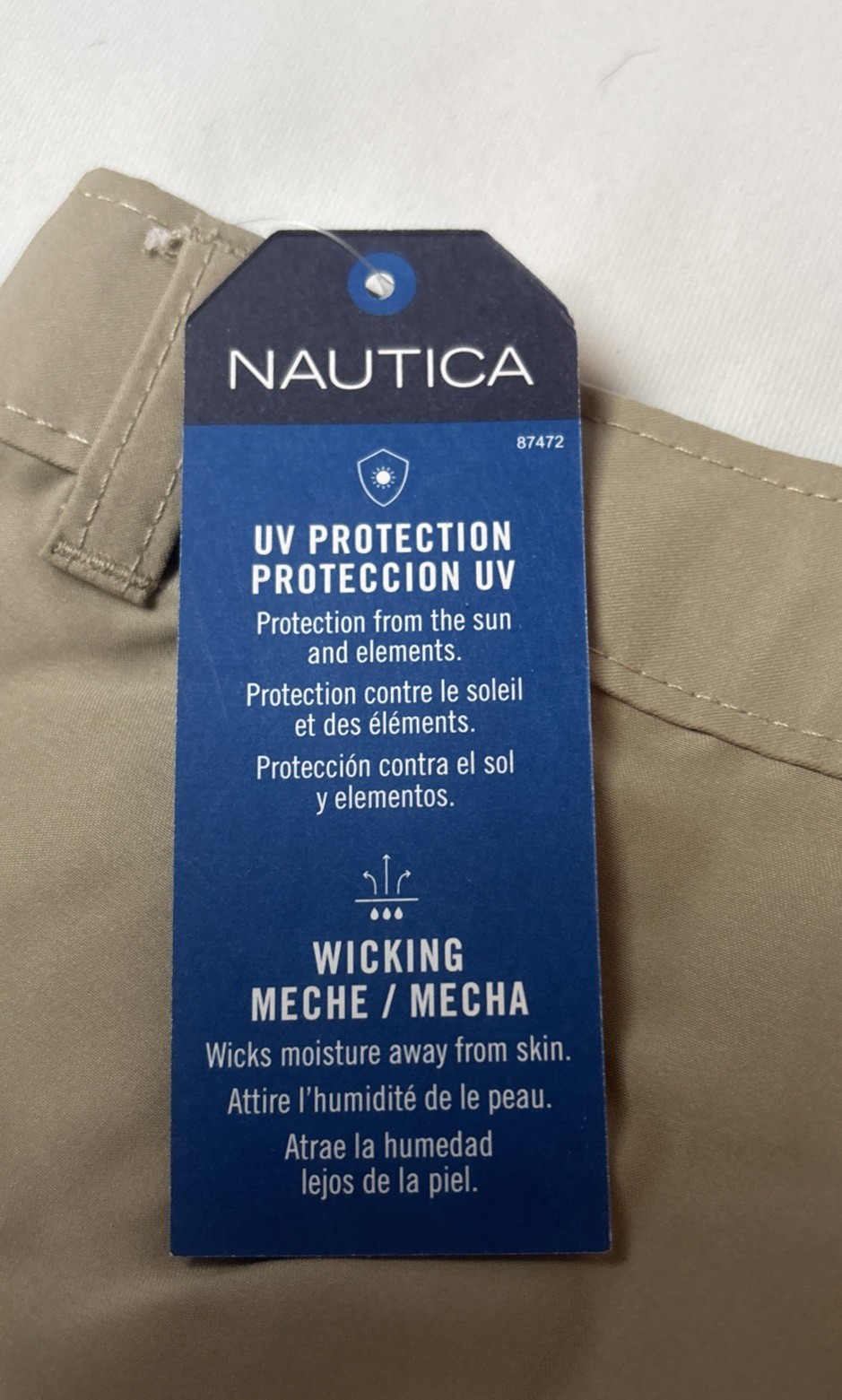 NEW Nautica Boys Khaki School Uniform Shorts Sz 6R Performance Wicking SPF 50+