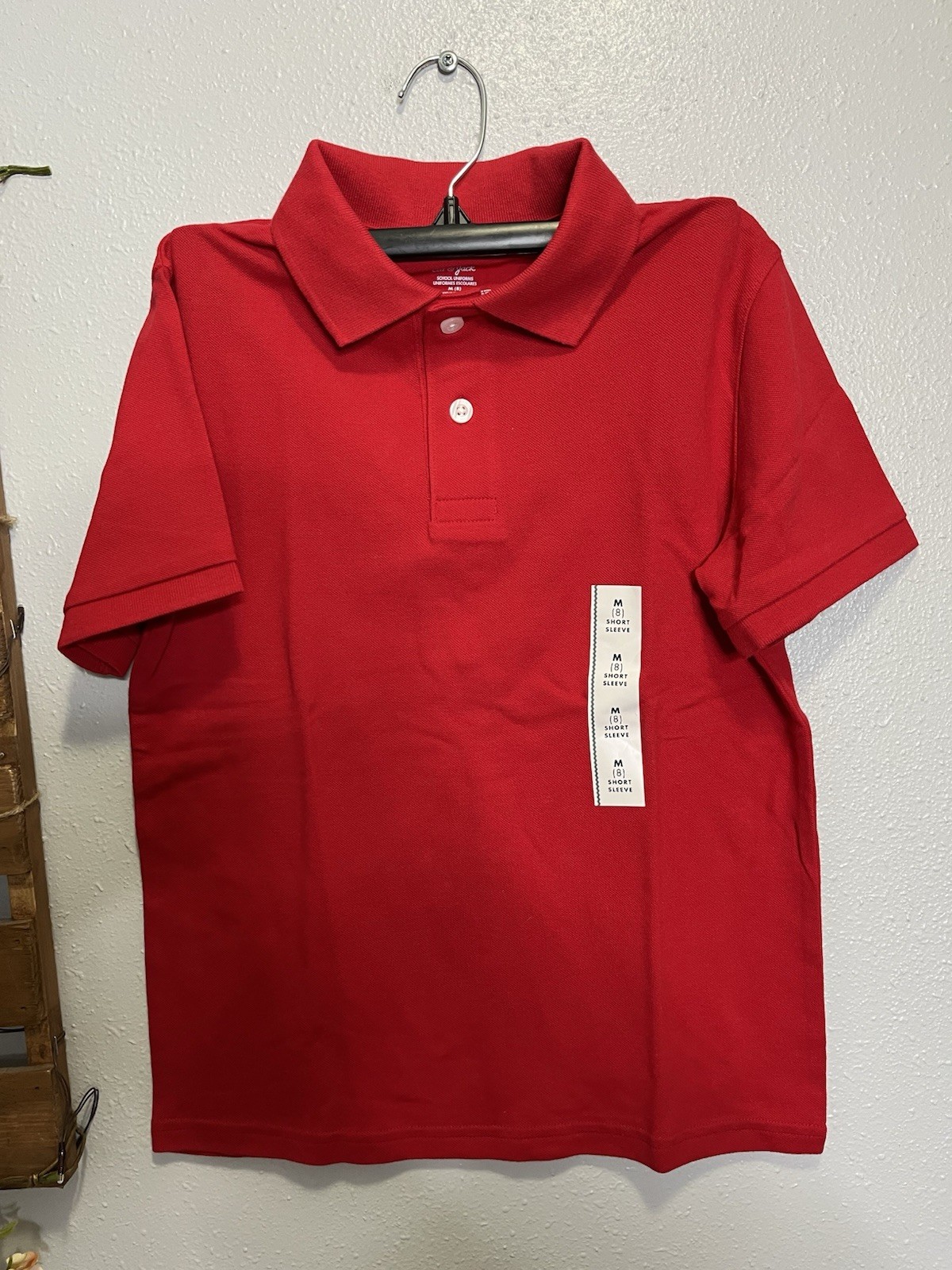 Lot of 3 Red Polo Shirts School Uniform Cat & Jack Size 8 NWT