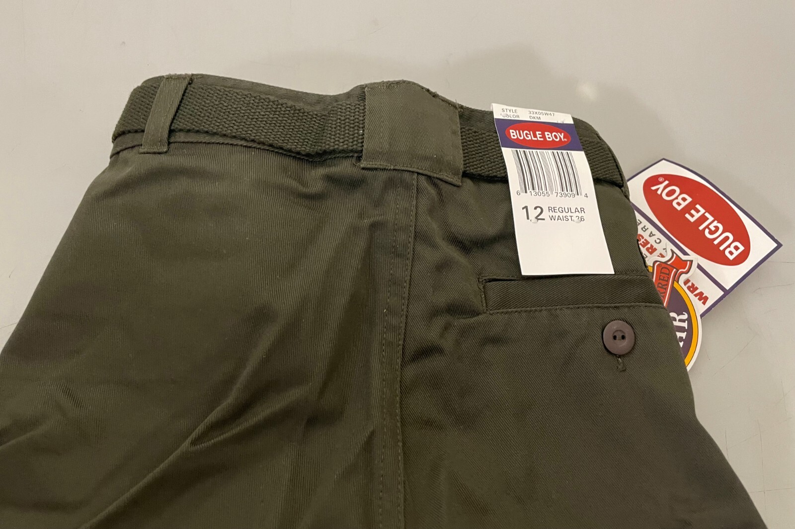 Bugle Boy Gray Pants Boys Pants Prep School Uniform w/ Belt Sizes: 8 – 20