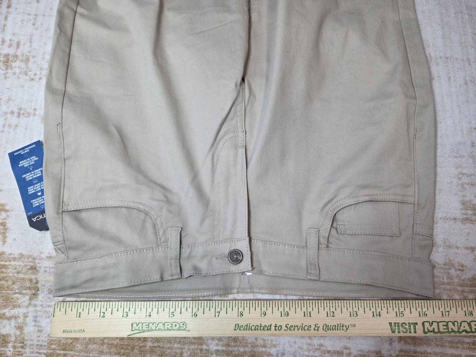 Nautica School Uniform Pants Boys 18 Husky Beige Khaki Stretch Adjustable Waist