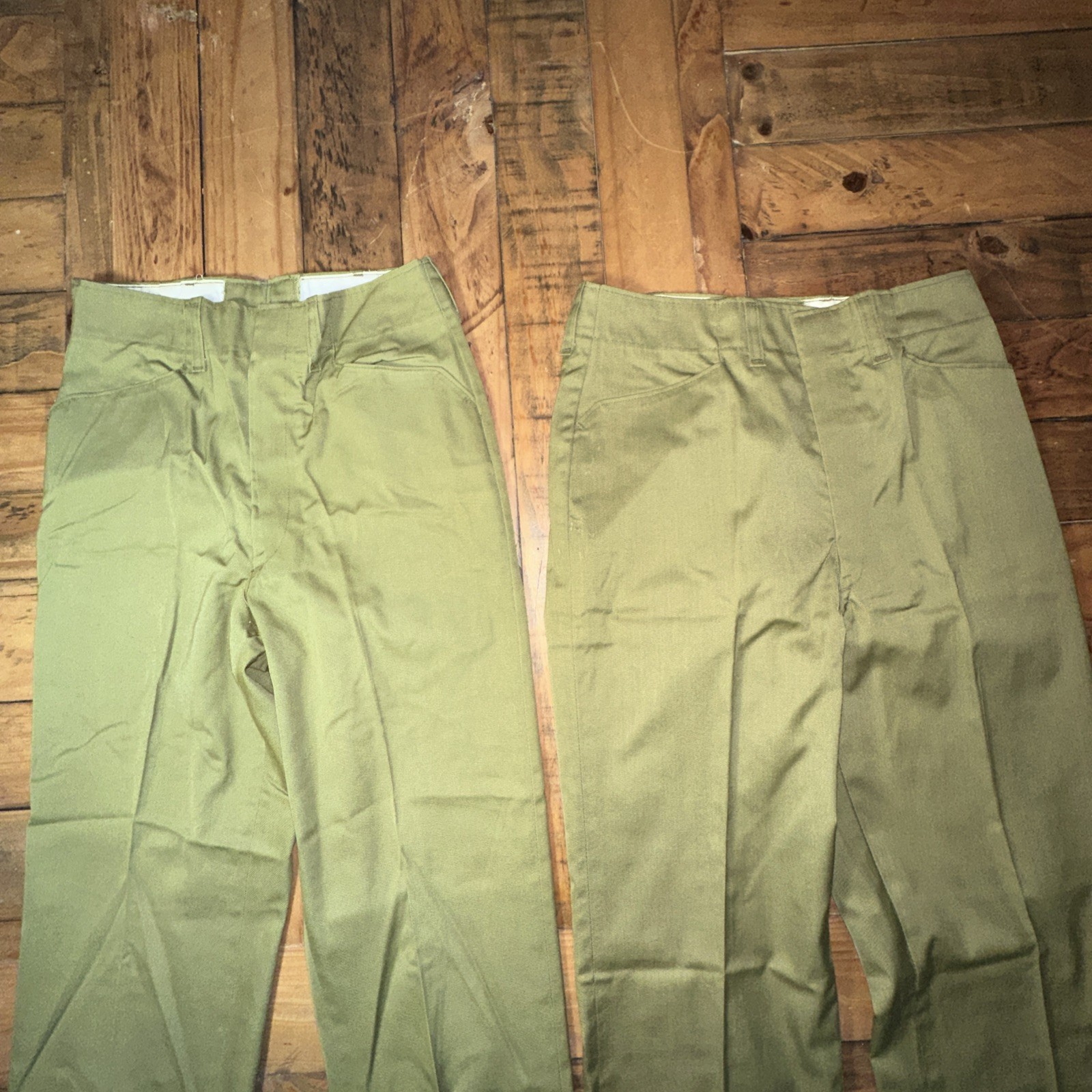 Lot of 2 Vintage Boy Scouts of America Uniform Pants Trousers Talon Zip Green
