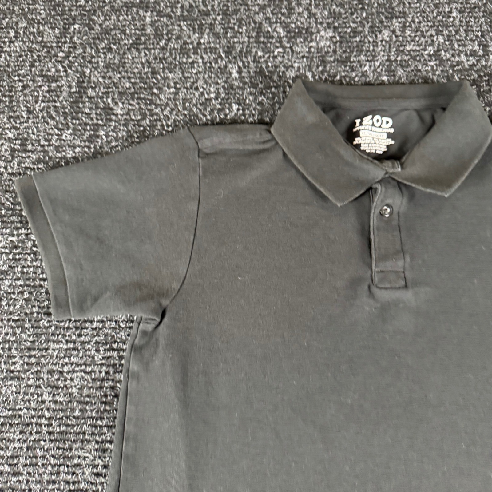 IZOD Boys XL 18-20 Black Short Sleeve Pique Polo Shirt Approved Schoolwear