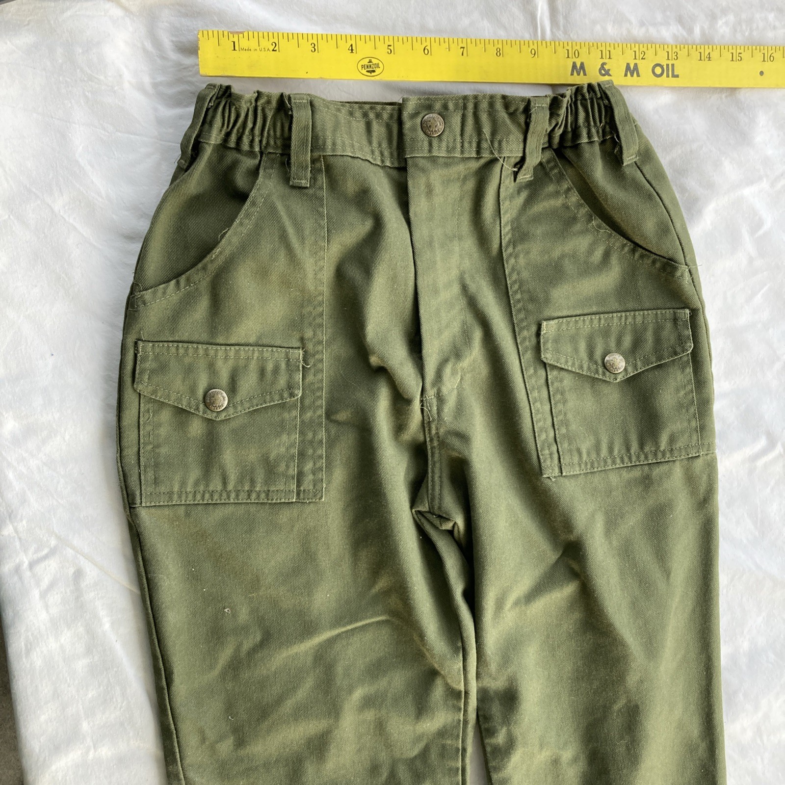 Boy Scouts of America 21” Elastic Waist Pants 37” long Plus 5” Hem Khaki Green