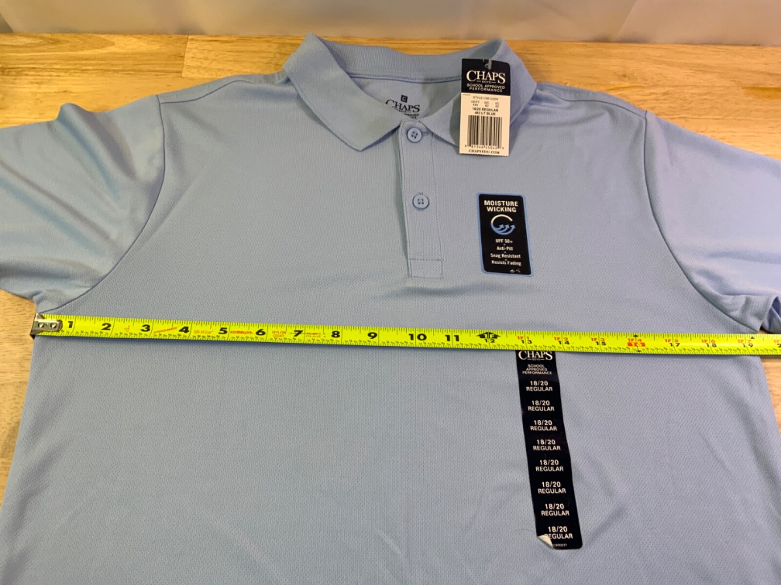 New Boy’s Chaps Approved Schoolwear Polo Shirt Sz 18/20 in Lt. Blue*