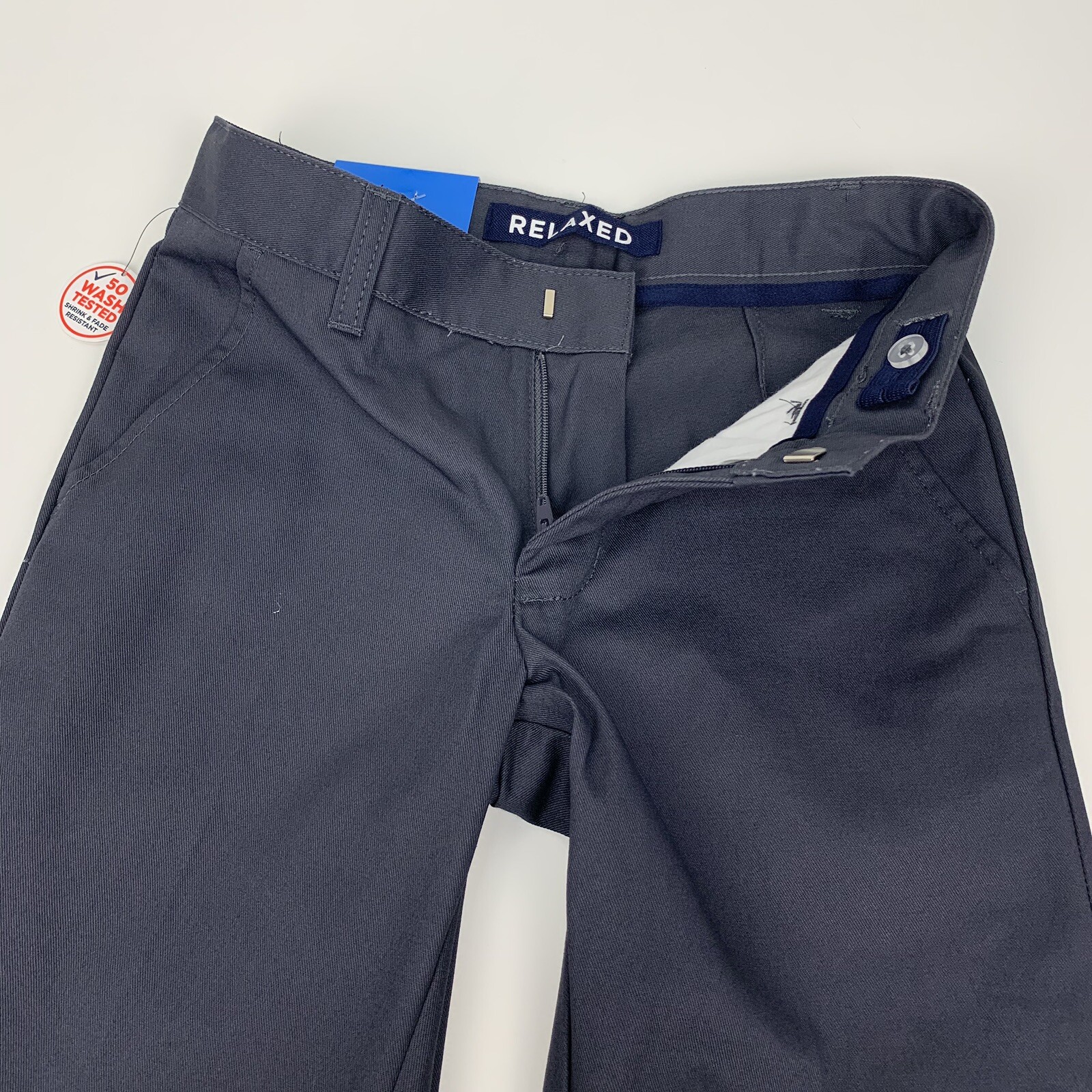 French Toast Boys Uniform Pants Relaxed Adjustable Waist Double Knee Grey Size 8