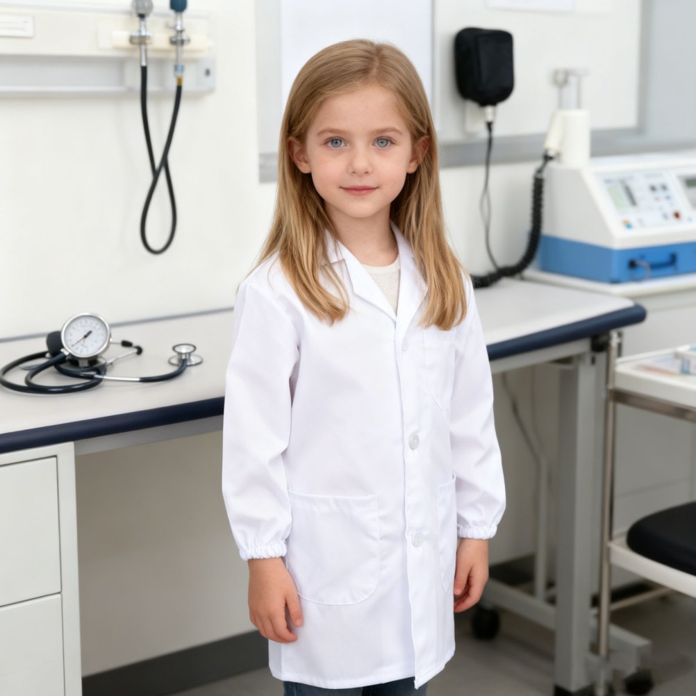 Child’s White Lab Coat Halloween Kids Costume Doctor Outfit Children Scientist