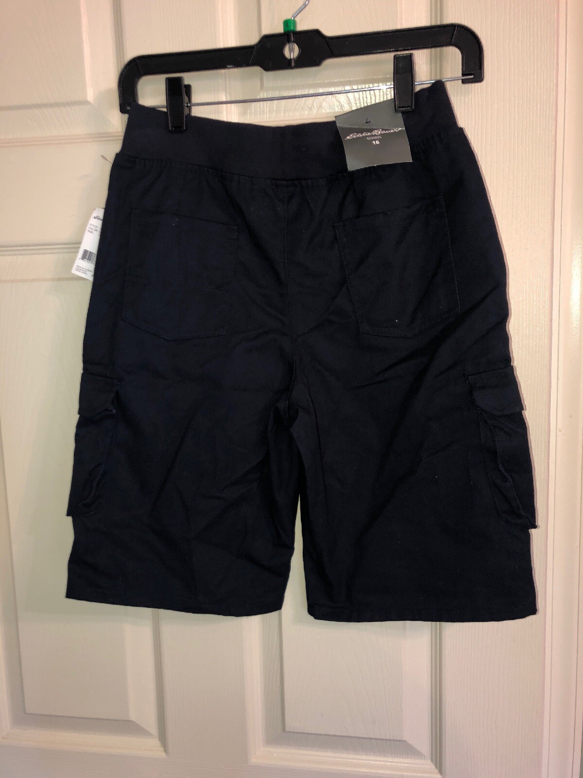 Eddie Bauer Uniform Full Elastic Waist Navy Cargo Shorts Size 7 Boys NWT
