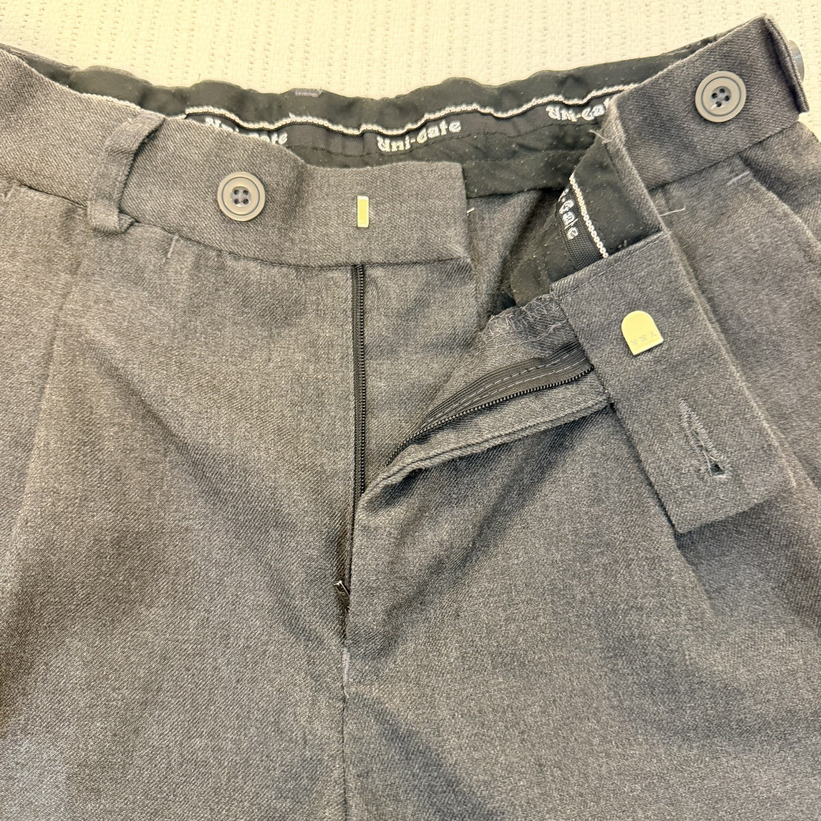 Uni-Gate Boys School Shorts Grey Pleated Adjustable Waist Size [ 13-14 years]