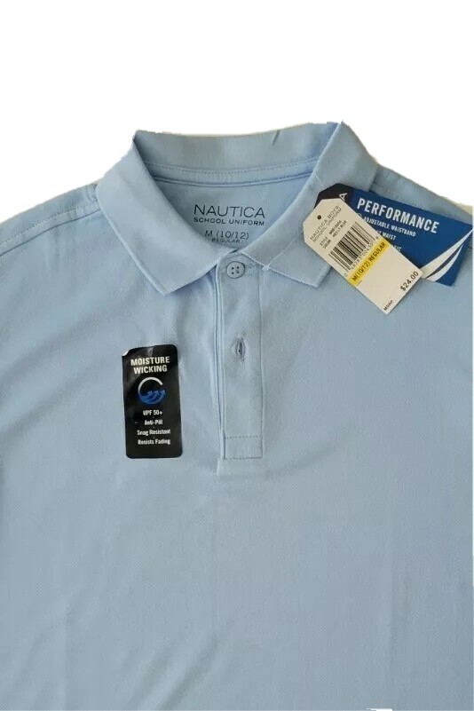 Boys Moisture Wicking Polo Shirt School Uniform Medium M (10/12) UPF 50+